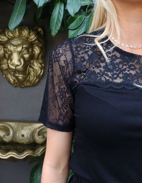 Liberte - Lisa Ss Lace Blouse 2 22276 - Black Bluser 