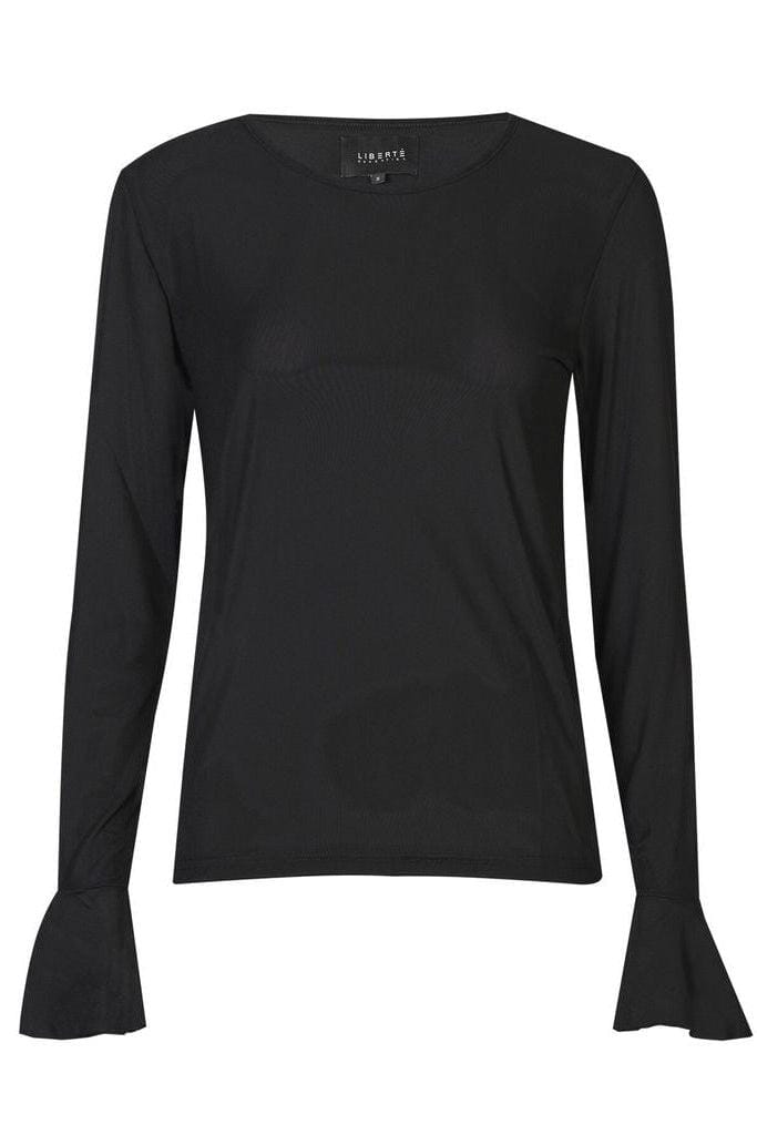 Liberte - Mesh Ls Frill Sleeve Top 22500 - Black Toppe 