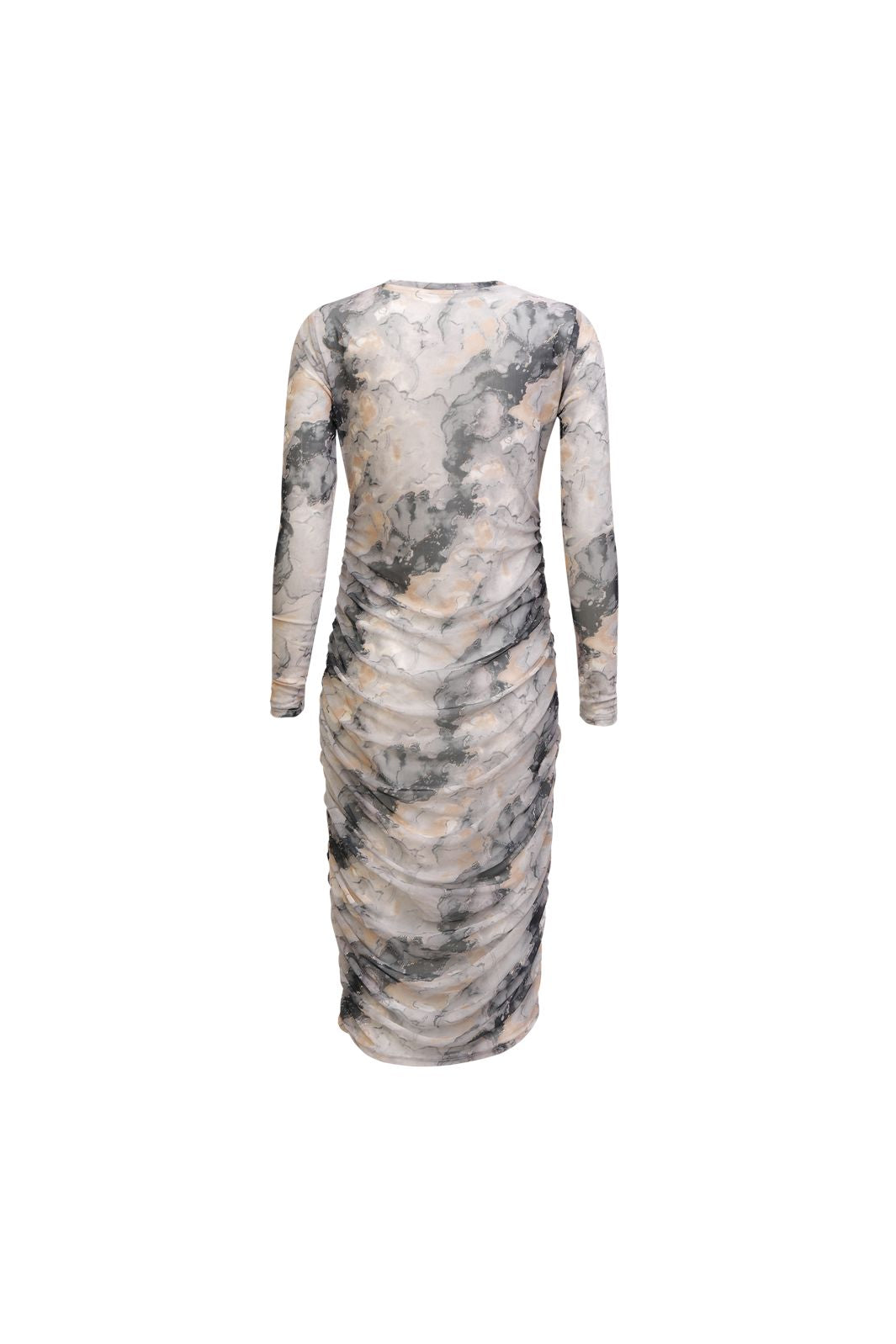 Liberte - Mesh Ls Long Dress 22219 - Black Grey Marble