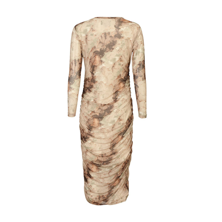 Liberte - Mesh-Ls-Long-Dress 22219 - Brown Gold Marble Kjoler 