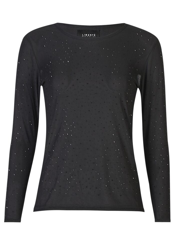 Liberte - Mesh Ls Sparkle Tshirt 22134 - Black Black Diamond Dot T-shirts 