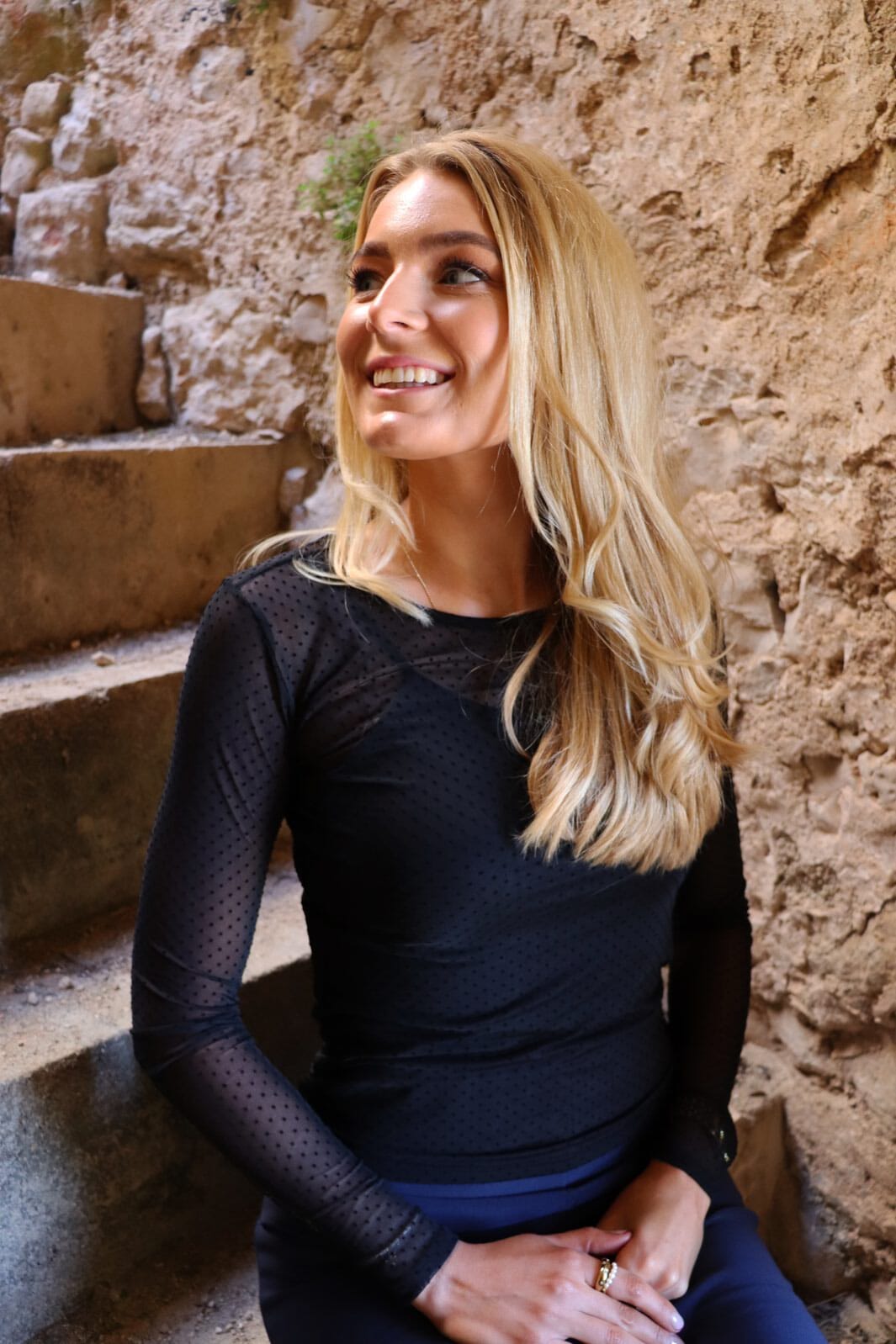 Liberte - Mesh-Ls-Tshirt 22065 - Black Dot