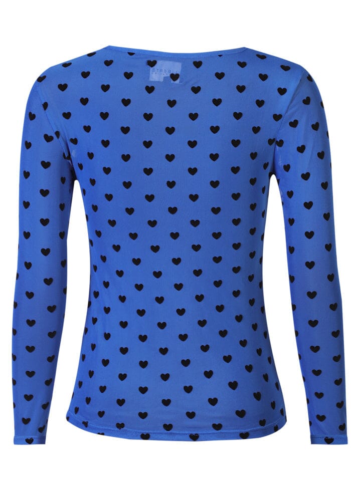 Liberte - Mesh Ls Tshirt 22065 - Electric Blue Black Flock Heart Bluser 