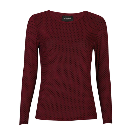 Liberte - Mesh Ls Tshirt, Dot 22069 - Bordeaux Bluser 