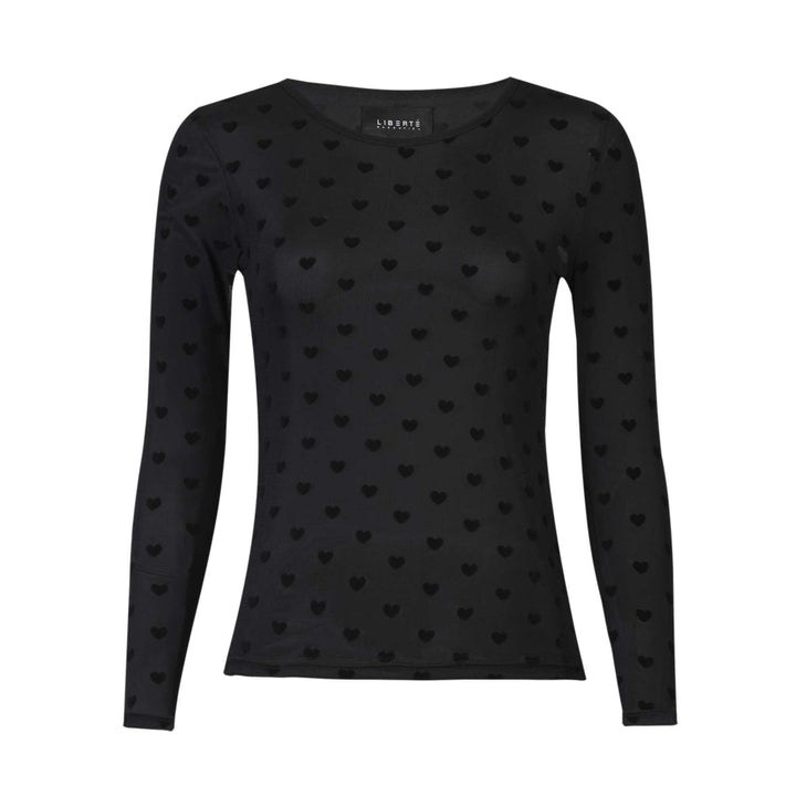 Liberte - Mesh Ls Tshirt, Flock 22081 - Black Medium Heart T-shirts 