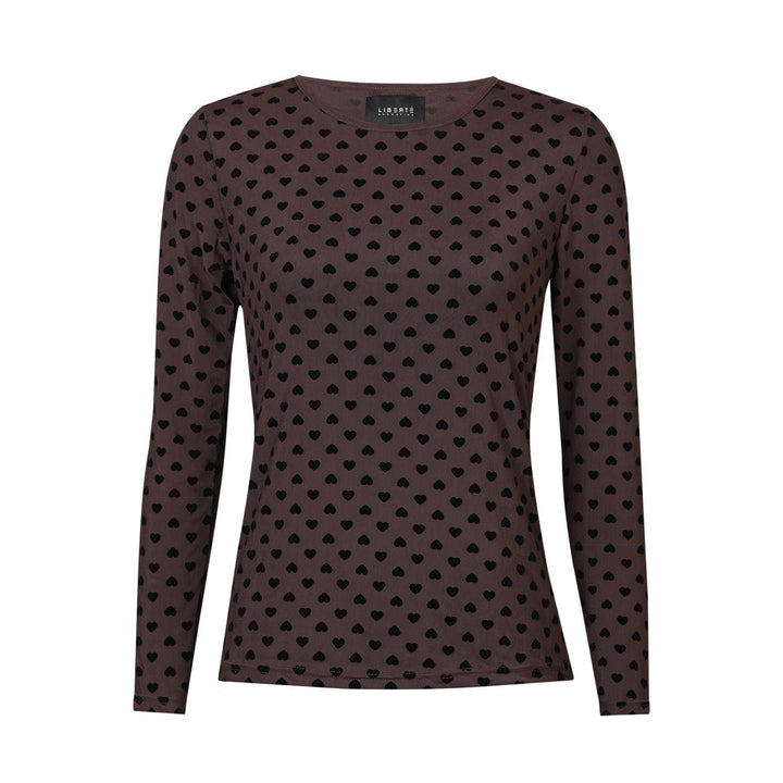 Liberte - Mesh Ls Tshirt, Flock 22081 - Dark Brown Heart T-shirts 