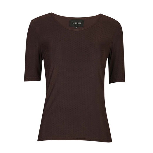 Liberte - Mesh Ss Tshirt, Dot 22011 - Dark Brown T-shirts 