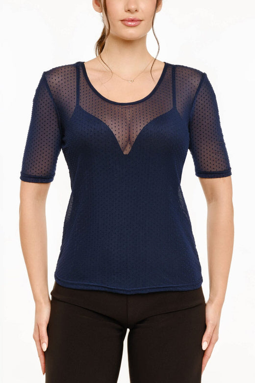 Liberte - Mesh Ss Tshirt, Dot 22011 - Navy T-shirts 