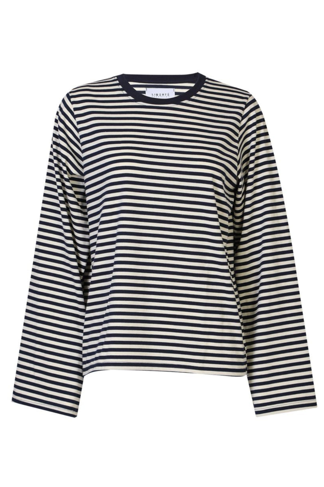 Liberte - Nalia Ls Boxy Tshirt 22473 - Navy Creme Stripe