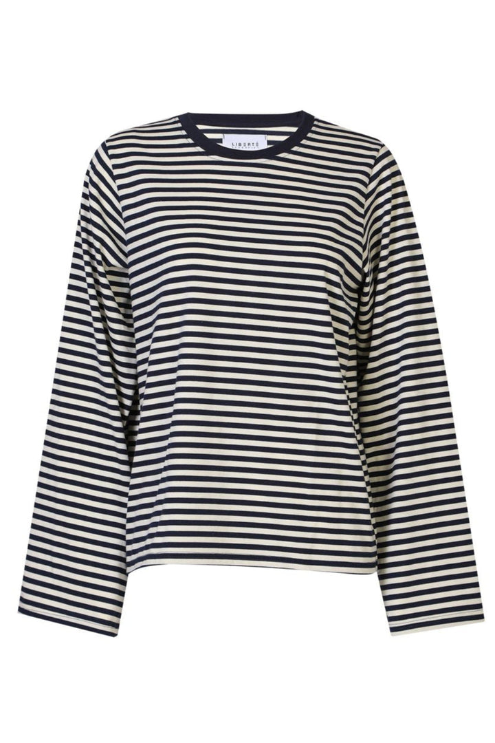 Liberte - Nalia Ls Boxy Tshirt 22473 - Navy Creme Stripe
