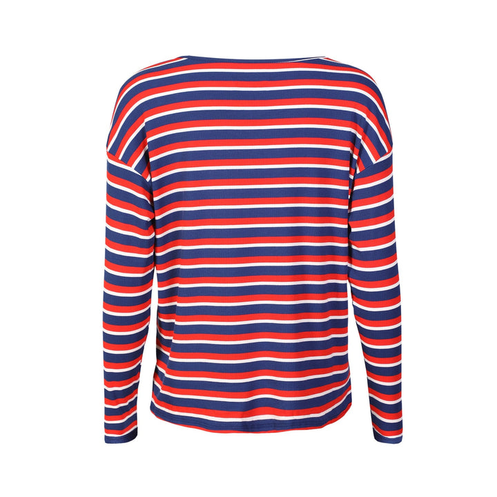 Liberte - Natalia-Ls-Boxy-Blouse 22060 - Navy Red White Stripe Bluser 