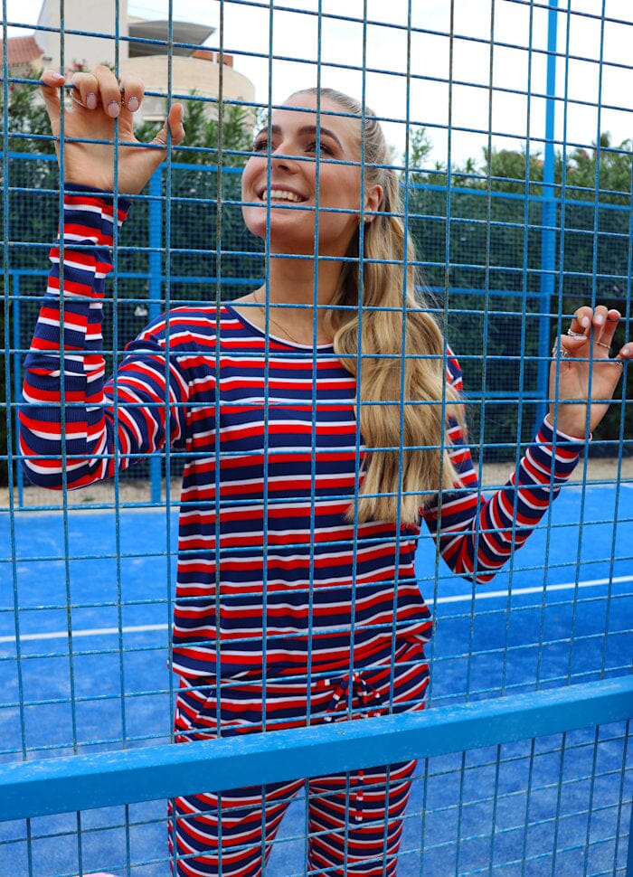 Liberte - Natalia-Ls-Boxy-Blouse 22060 - Navy Red White Stripe Bluser 