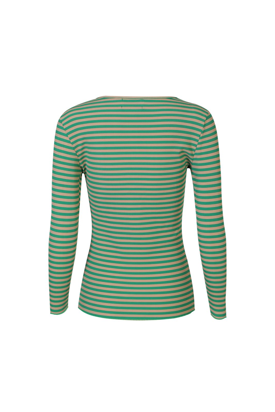Liberte - Natalia Ls Round Neck Blouse 9914 - Bottlegreen Sand Stripe