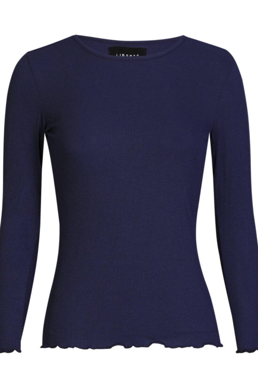 Liberte - Natalia Ls Round Neck Blouse 9914 - Midnigtth Navy Bluser 