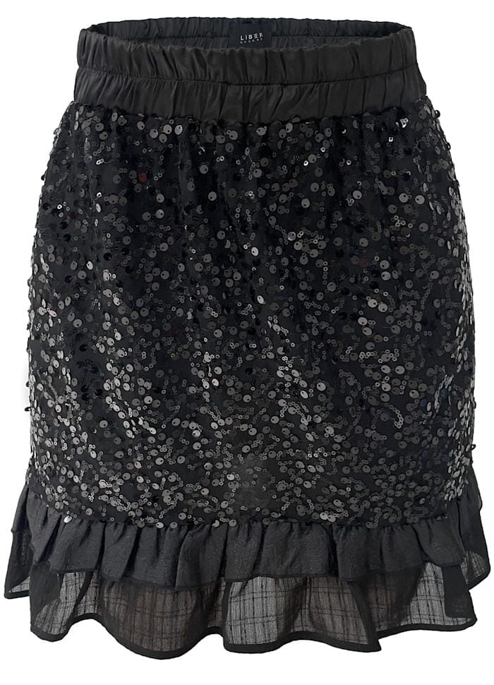 Liberte - Nor Frill Skirt 22268 - Black Sequins Nederdele 