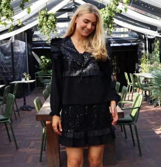 Liberte - Nor Frill Skirt 22268 - Black Sequins Nederdele 