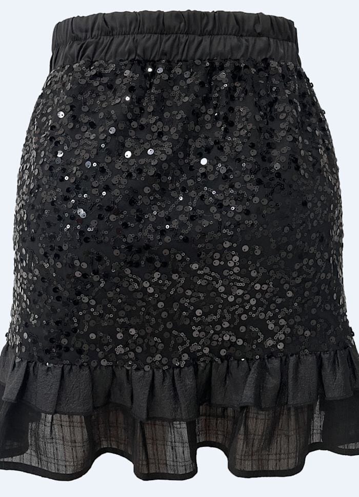 Liberte - Nor Frill Skirt 22268 - Black Sequins Nederdele 