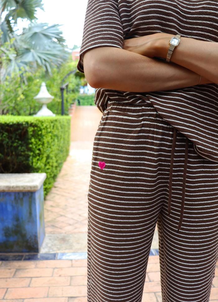 Liberte - Sus Tshirt 22356 - Brown Creme Stripe T-shirts 