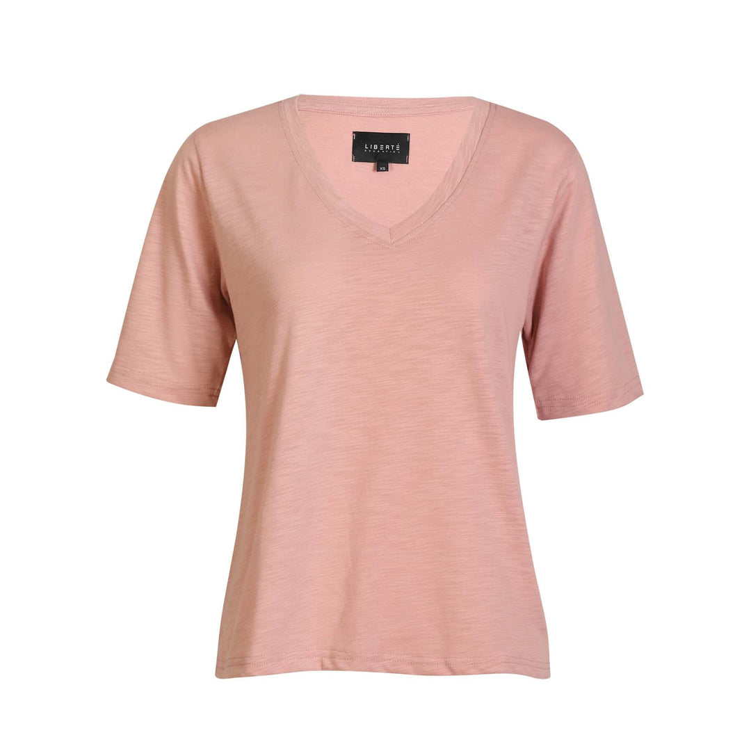 Liberte - Ulla-Ss-Vneck-Tshirt 21675 - Dusty Rose T-shirts 