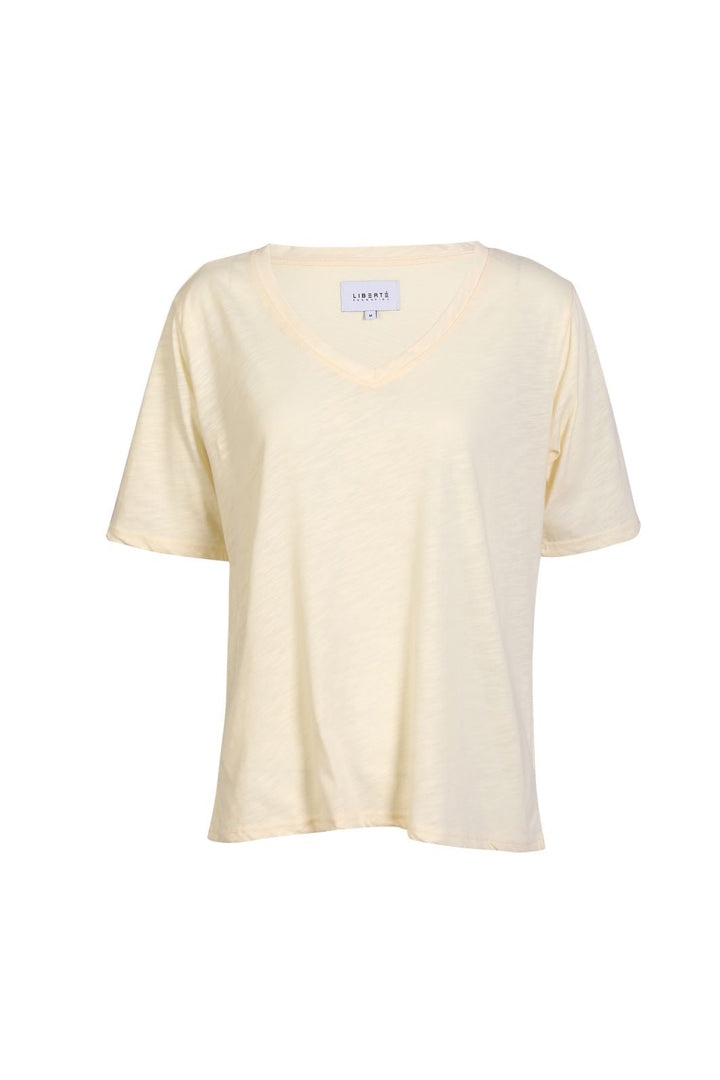 Forhåndsbestilling - Liberte - Ulla-Ss-Vneck-Tshirt 21675 - Ivory