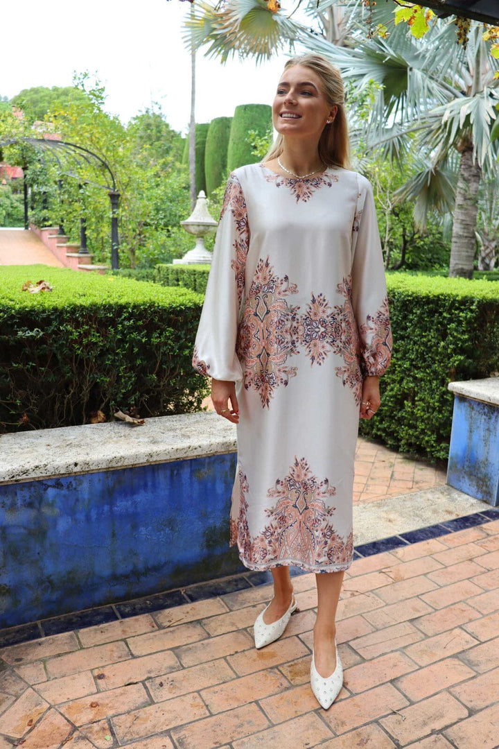 Liberte - Wennise Ls Dress 22340 - Creme Paisley Kjoler 