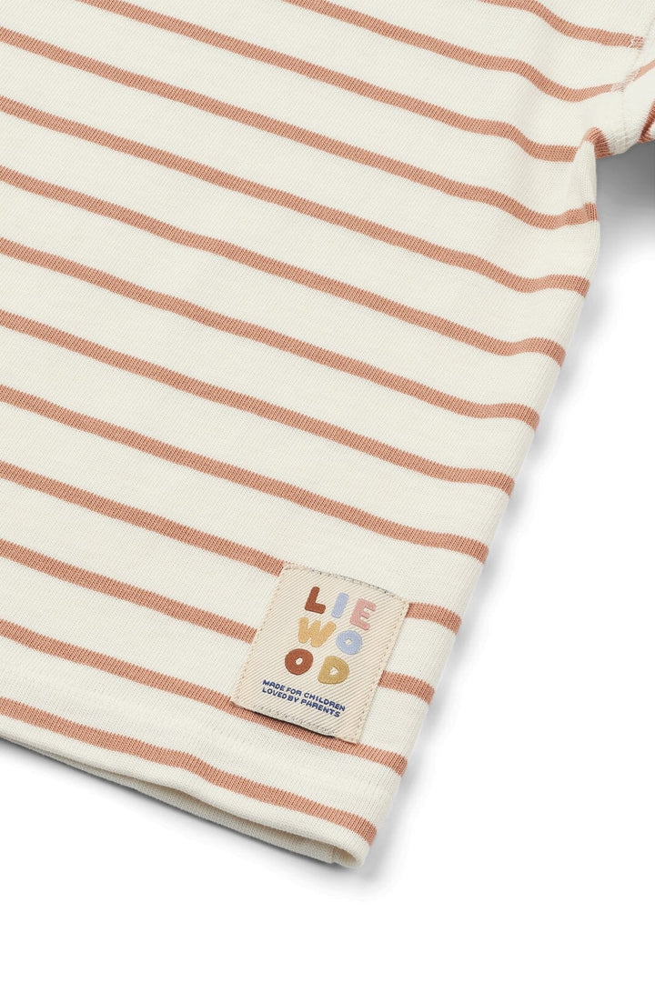 Liewood - Tyler Placement Shortsleeve T-shirt - Peach / Stripe tuscany rose / creme de la creme