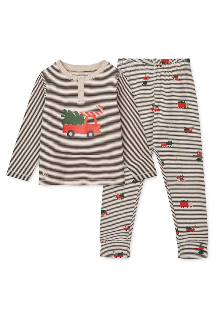 Liewood - Wilhelm Printed Pyjamas Set LW19854 - Holiday vehicle / Stripe navy