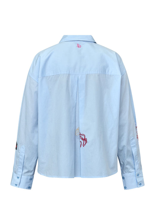 Love & Divine - Love1555-4 20153 - 402 - Solid Blue Emb. Skjorter 