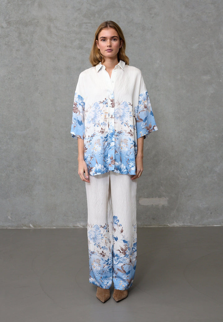 Love & Divine - Love971-16 19856 - 812 - Blue/Brown Flower Skjorter 