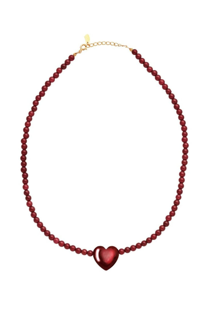 Maanesten - Maroon Heart Necklace - 2841a Halskæde 