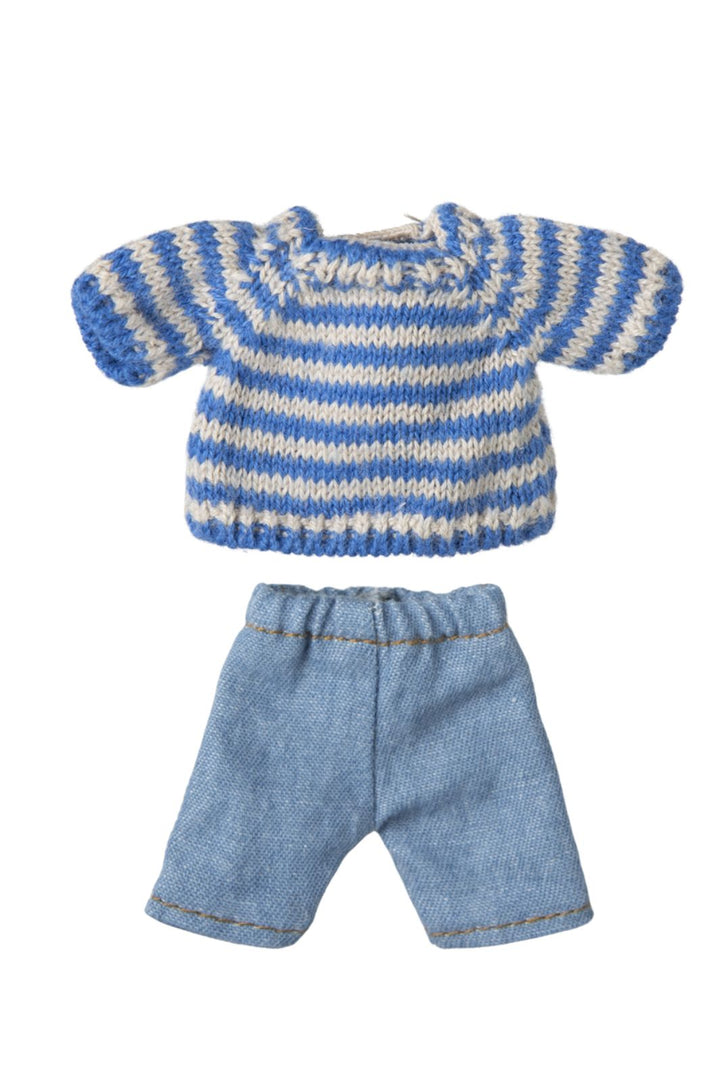 Maileg - Strikket Sweater Og Bukser, Storebror Mus - Bigsister/Brother Legetøj 
