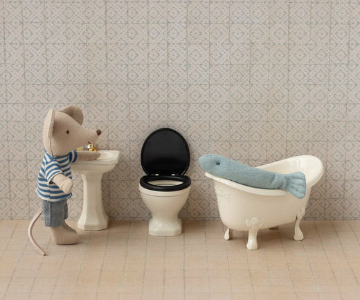 Maileg - Wc, Mus - Råhvid - Mouse Furniture Legetøj 