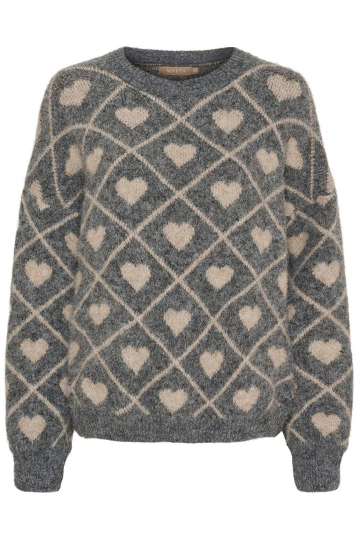 Marta Du Chateau - Mdcferay Knit 8151 - Grigio9513/Beige9504 Strikbluser 