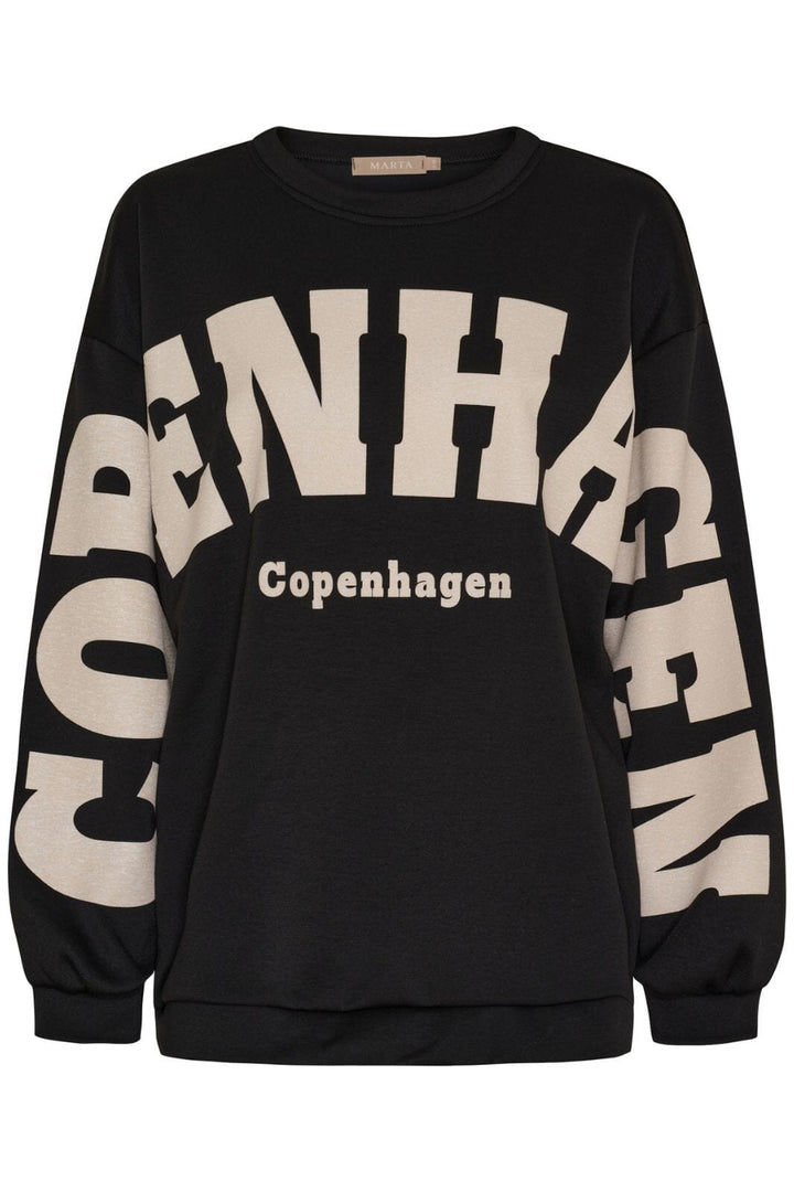 Marta Du Chateau - Mdchibiscus Sweatshirt 22659 - Black/White Sweatshirts 