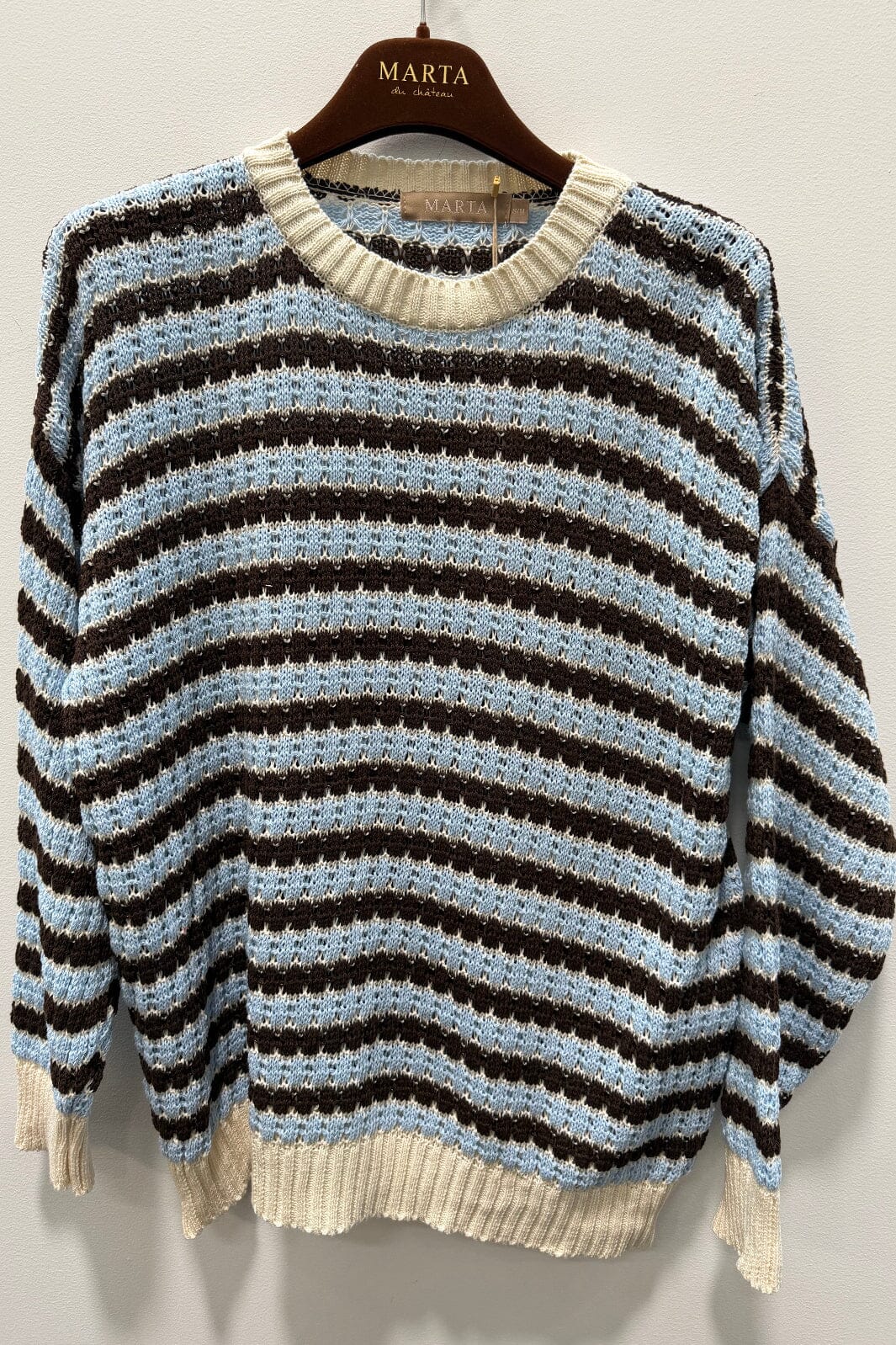 Marta Du Chateau - Mdcnivelle Knit KNA110M - Moro/Celeste Strikbluser 