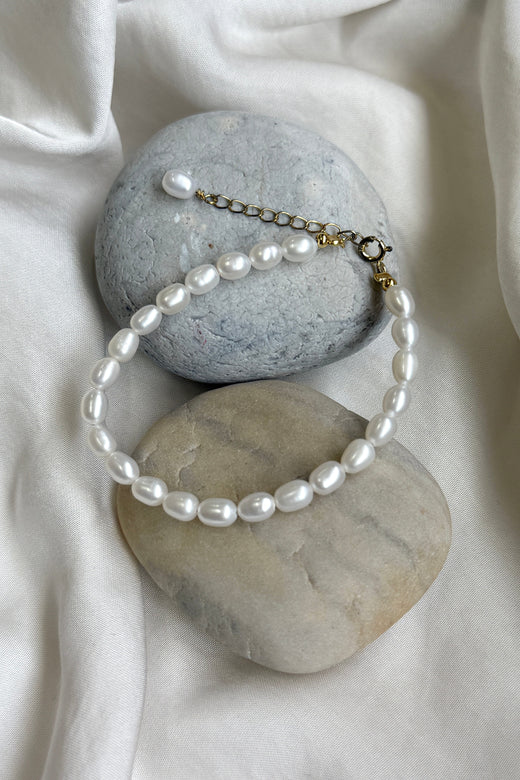 Mellow Moon - Ferskvandsperle Armbånd - Forgyldt Armbånd 