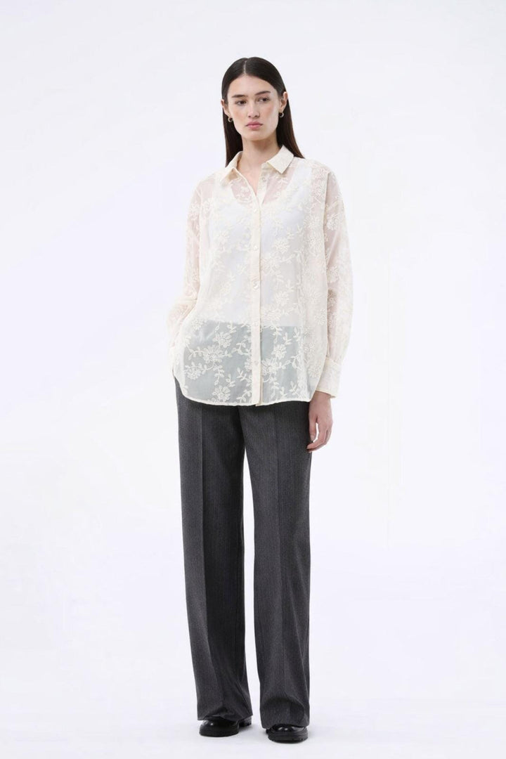 ModströM - Birnamd Pants 59232 - 13618 - Grey Melange Pinstripe Bukser 