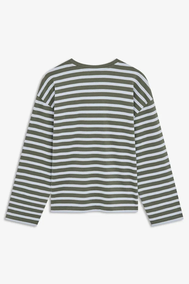 ModströM - Taimmd Stripe Ls T-Shirt 59970 - 11225 - Army Plein Air Stripe T-shirts 