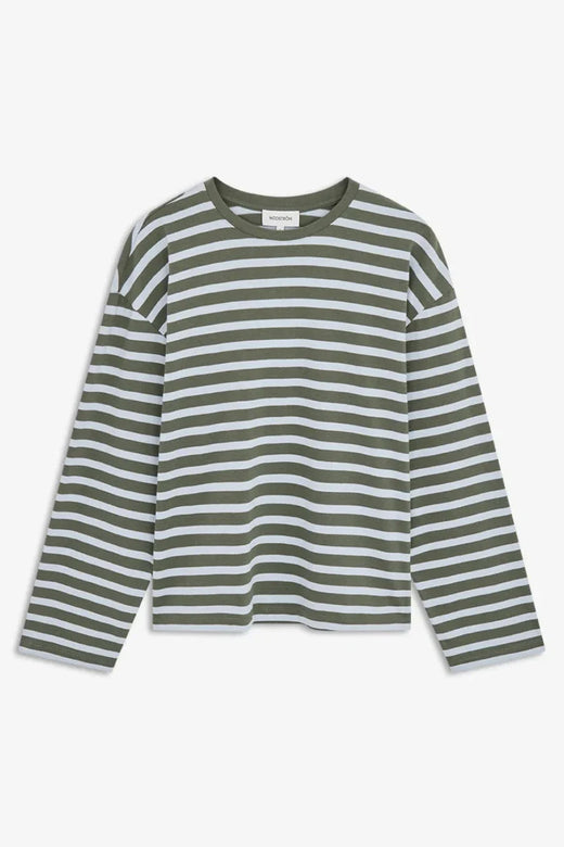 ModströM - Taimmd Stripe Ls T-Shirt 59970 - 11225 - Army Plein Air Stripe T-shirts 