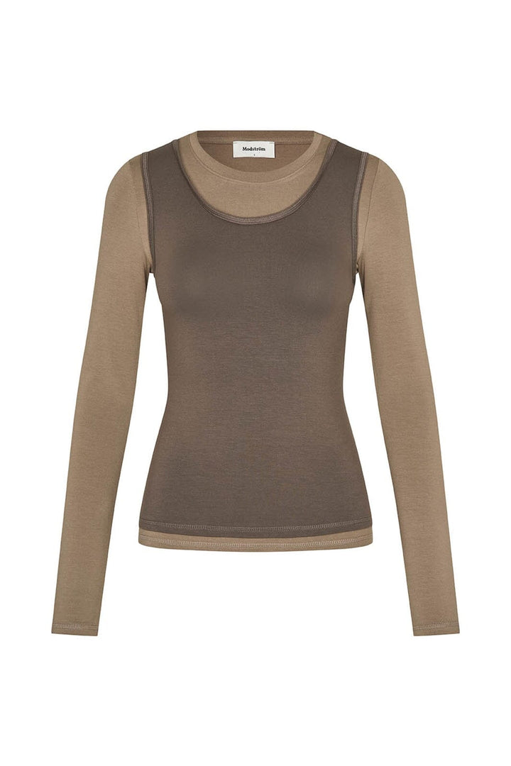 Modström - Thaliamd Ls T-Shirt 59354 - 11206 - Spring Dust/Chocolate Chip