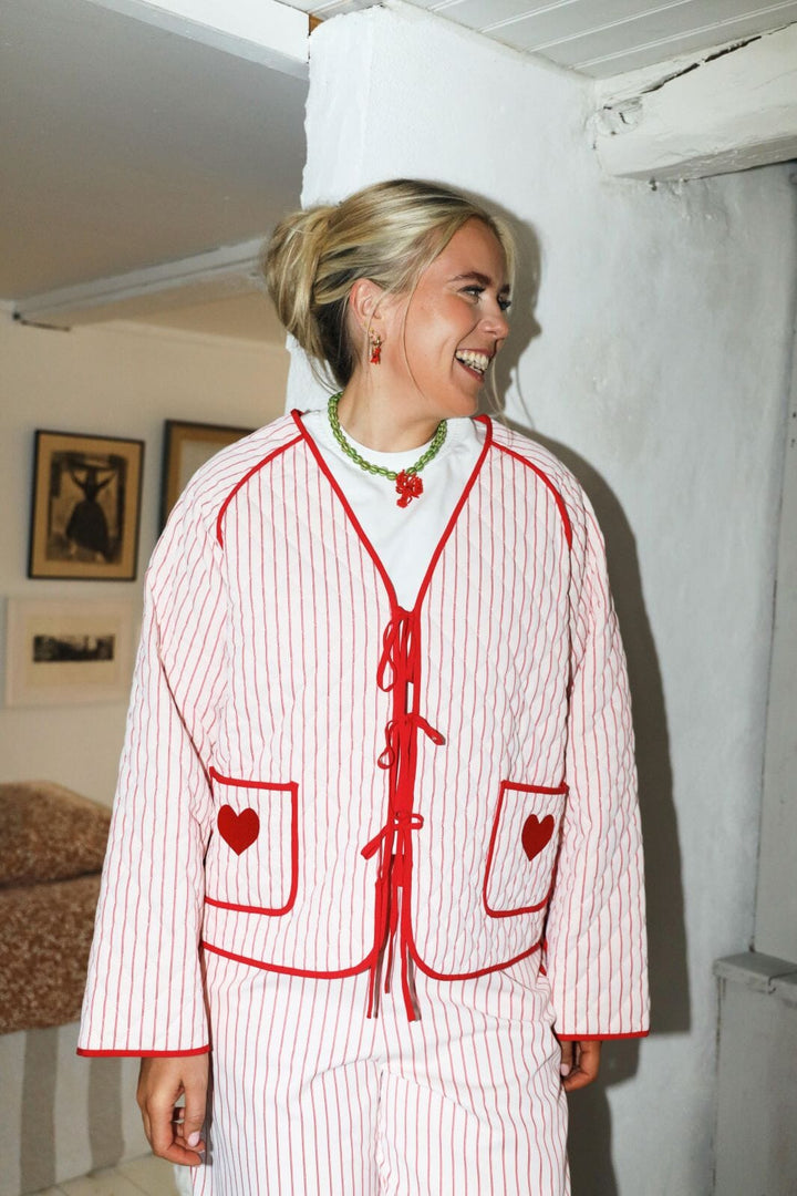 Molly&My x Caroline Dan - Cleo Quilted Jacket - Pink W. Red Jakker 