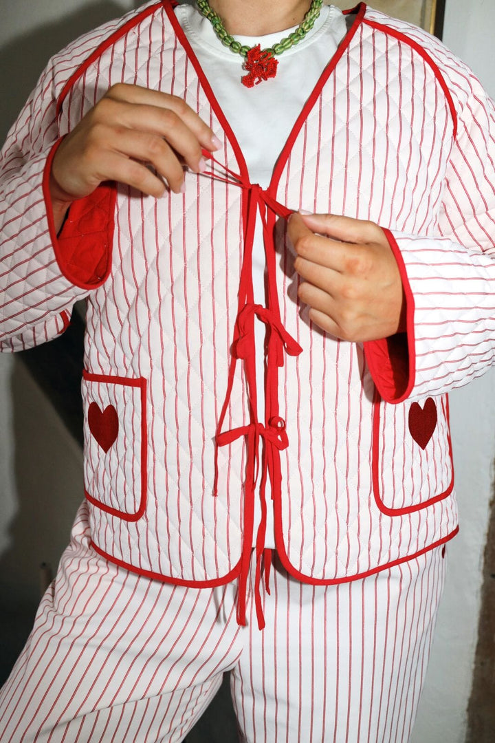 Molly&My x Caroline Dan - Cleo Quilted Jacket - Pink W. Red Jakker 