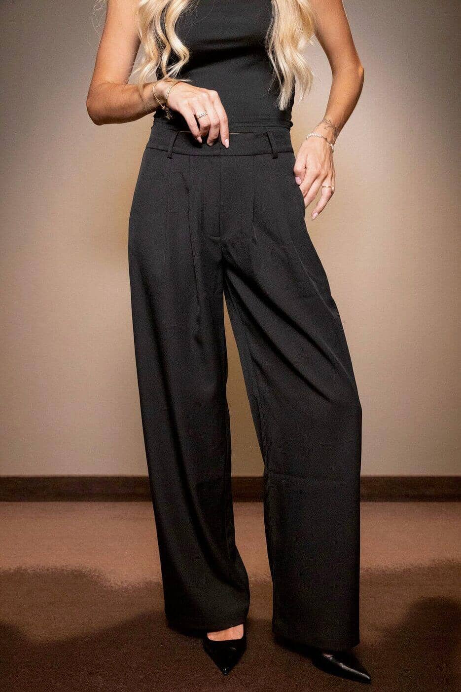 Molly&My x Julie Elgaard - Celina Structure Pants 167306 - 100 - Black Bukser 