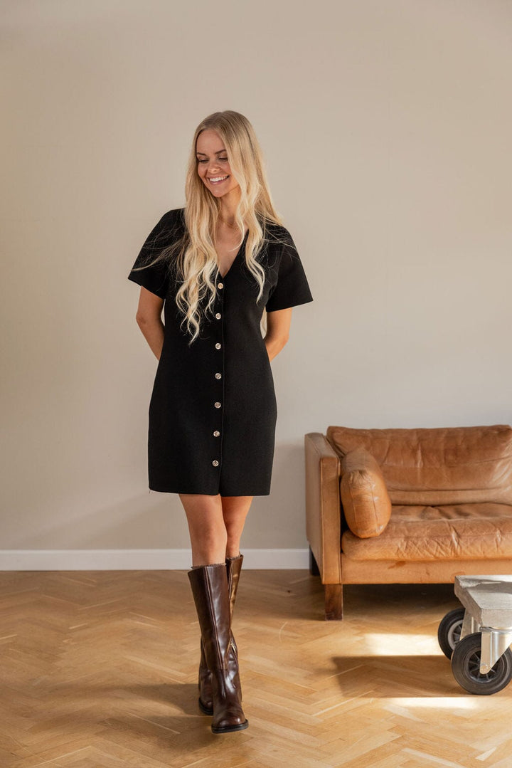 Molly&My x Julie Elgaard - Nora Knit Dress 167103 - 100 - Black Strikbluser 