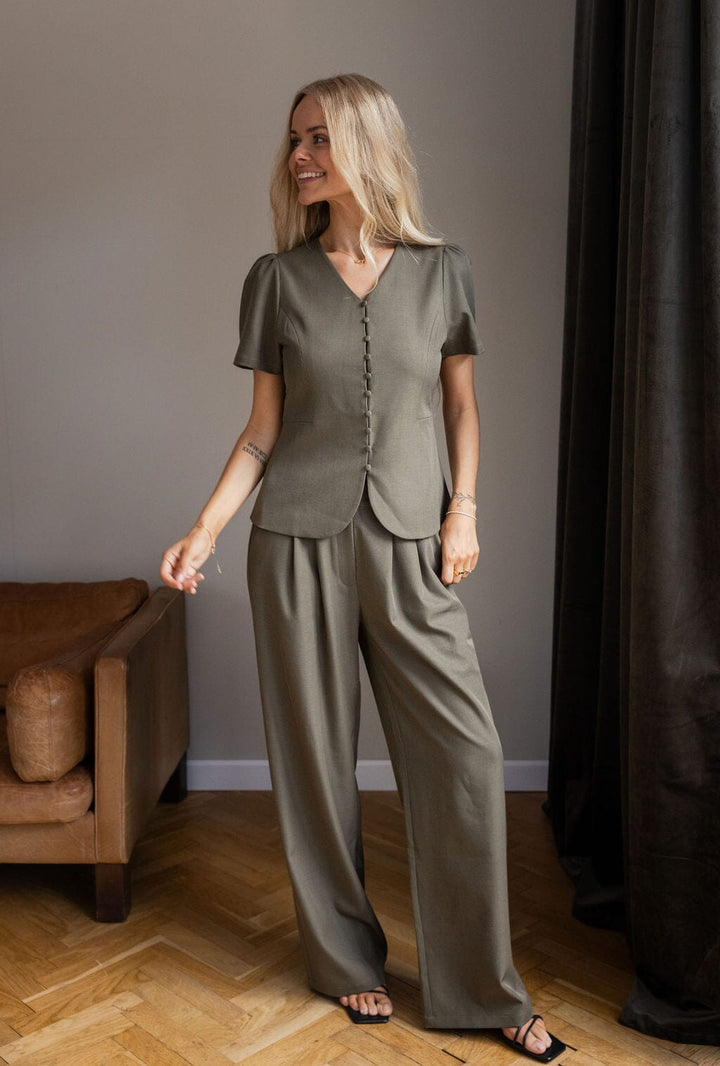 Molly&My x Julie Elgaard - Vera Structure Blouse 167104 - 176 - Khaki Bluser 