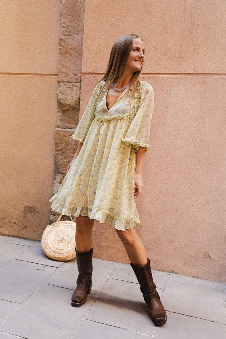Molly&My x Julie Elsebeth - Linea Dress - Yellow Printing Kjoler 
