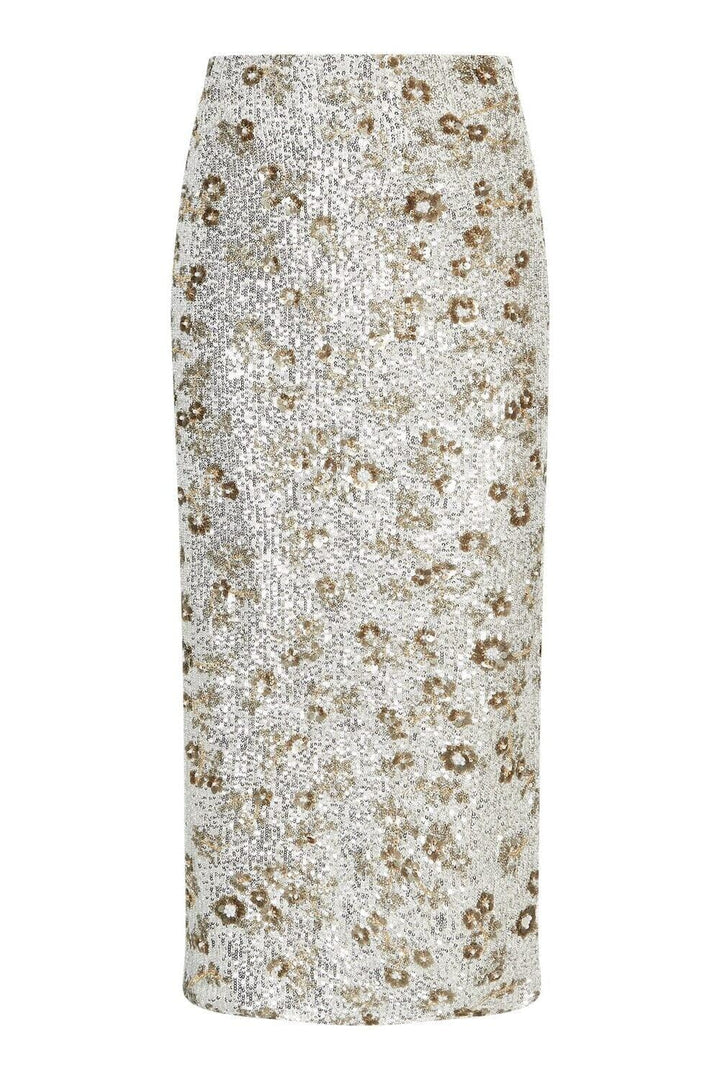 Moss Copenhagen - Mschmagnolia Skirt Emb 19473 - Silver T Coco Nederdele 