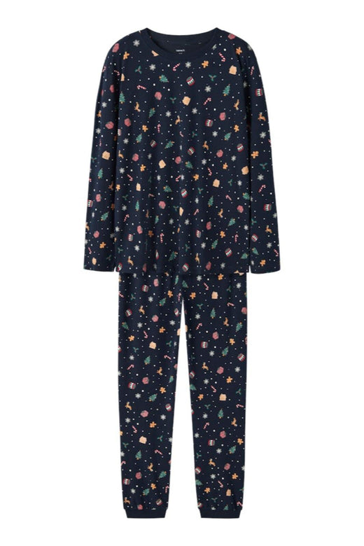 Name It - Nanvismas Ls Nightset - 4879867 Navy Blazer Xmas Aop Navy Nattøj 
