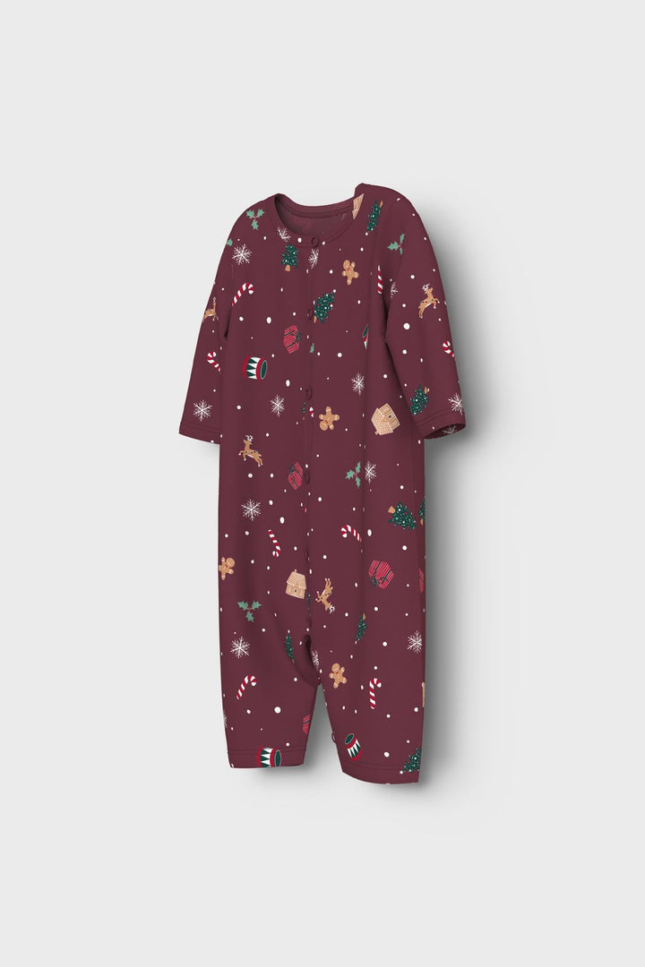 Name It - Nbnvismas Ls Nightsuit - 4918620 Burgundy Xmas Aop