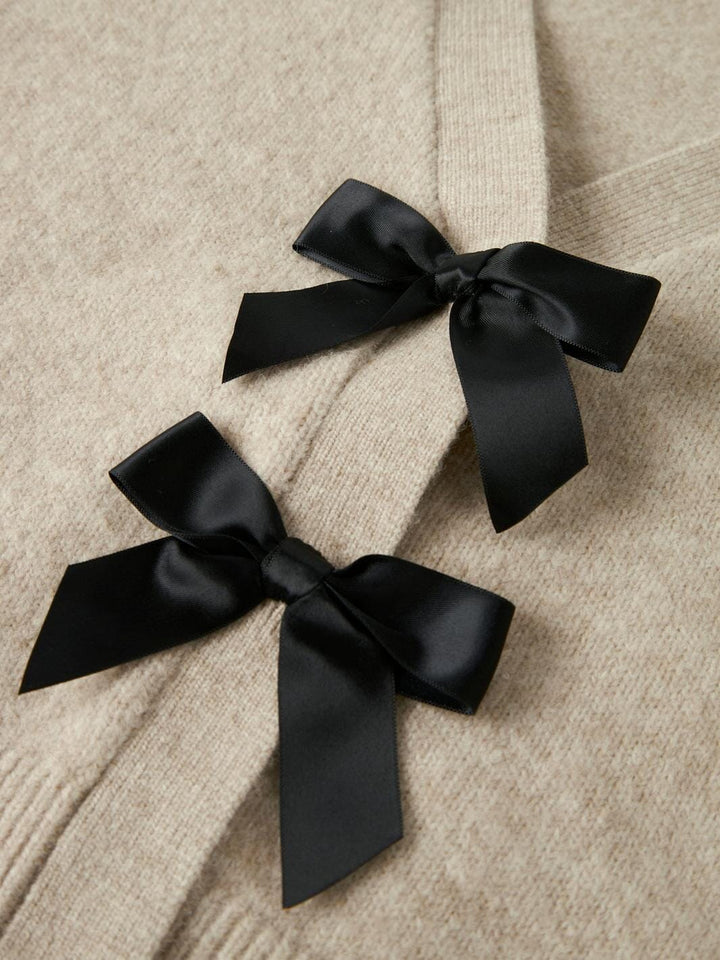 Name It - Nkfrina Ls Knit Card - 4948506 Cement Black Bow Cardigans 